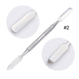 8 Style Colorful Cuticle Pusher Tweezer Nails Pusher Tools Cuticle Trimmer Dead Skin UV Gel Polish Stainless Steel Clean Tools