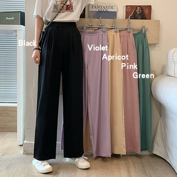 NEW Women Spring Summer Thin Trousers Wide Leg Solid Color Loose Pants Ankle Length Pants Casual Trouser Plus Size Pants S-2XL