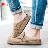 Women Slip On Sandals 2020 Summer Retro Casual Comfy Leather Buckle Suede Ladies Flat Shoes Soft Female Flat Slipper Shoes