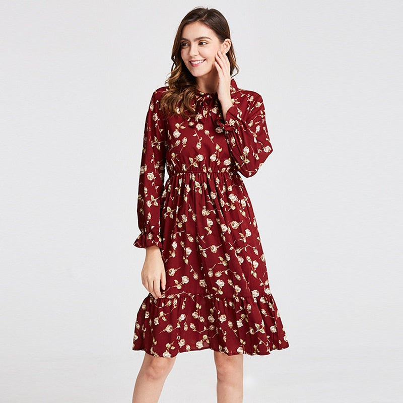 Plus Size Women's Clothing Long Sleeve Chiffon Shirt Dresses For Women –  Shopixon