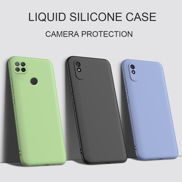 New Liquid Silicone Phone Case For Xiaomi Redmi 9A 9AT 9C Nfc Original Camera Protective Soft Back Covers On Redmi9c Redmi9a