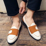 Canvas Leather Shoes Men Casual Luxury Brand Handmade Penny Loafers Men Slip On Flats Driving Dress Shoes White Green Moccasins