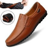 2020 New Genuine Leather Men Casual Shoes Luxury Brand Mens Loafers Moccasins Breathable Slip on Black Driving Shoes Big Size 47