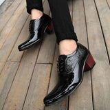 Men's Wedding Sneakers Heighten Leather Shoes Men Oxford Platform Shoes Pointed Toe Working Shoes High Heels Dress Sapatos G16