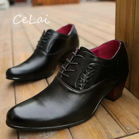 2023 Hidden Heels Oxford Shoes Pointed Toe Classical Chaussure Glossy Business Men Shoes Elegant Dress Suit Shoes Party Prom G16