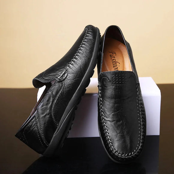Men Casual Shoes Luxury Brand 2020 Leather Mens Loafers Moccasins Breathable Slip on Black Driving Shoes Plus Size 37-46