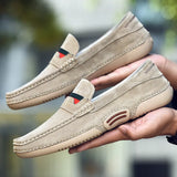 Brand 2021 New Men's Suede Loafers Fashion Casual Soft Leather Shoes Moccasins Breathable Non-Slip Driving Shoes Big Size Hot