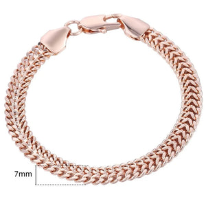 585 Rose Gold Color Bracelets for Women Helix Bismark Curb Chain Womens Bracelet Fashion Jewelry 7mm 18cm 20cm DLGBB1