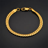 Gold Color Bracelet for Men Women Curb Snake Link Chain Stainless Steel Mens Womens Bracelets Chains Jewelry for Men
