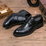 Men Oxford Genuine Leather Rubber Dress Shoes Brogue Lace Up Flats Male Casual Shoes Formal business wedding shoes