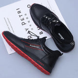 Men's Shoes Autumn and Winter Leather Round Toe Back Casual Shoes Artificial PU Sports Shoes Plus Velvet Warm Shoes