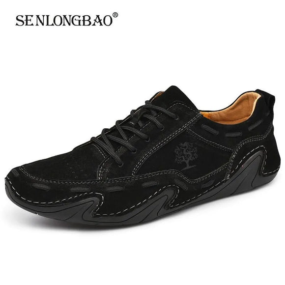 Men Casual Shoes Leather Fashion Men Sneakers Handmade Breathable Mens Loafers Moccasins Lightweight Boat Shoes Plus Size 38-48