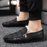 Autumn Winter Men Casual Fashion British Warm Loafers Soft Moccasins Slip On High Quality Leather Shoes Men Flats Driving Shoes