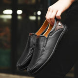 Men Shoes Casual Luxury Brand 2020 Genuine Leather Italian Men Loafers Moccasins Slip on Mens Driving Shoes Black Plus Size 47