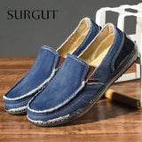 SURGUT Male Casual Shoes Loafers Men Flats Weaving Fisherman Shoes Boy Handmade Soft Flat Espadrilles Elegant Men Driving Shoes