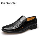 2021 Summer Men Dress Shoes Genuine Leather Hollow Out Breathable Business Man Shoes Round Toe Slip-on Male Footwear New Arrival