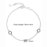 ANENJERY Silver Color Cylinder Bracelet For Women Delicate Geometric Micro Pave Zirconia Link Chain Bracelet For Women S-B122