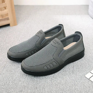 Classic Men's Casual Shoes Spring Summer Breathable Mesh Shoes Slip-on Flat Loafers Plus size 48 Driving Shoes Black Moccasin