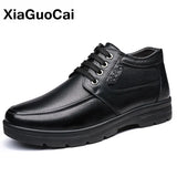 Winter Warm Men Shoes Ankle Boots Comfortable Round Toe Casual Shoes Non-slip Genuine Leather High Top Gentlemen Footwear Plush