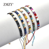 ZMZY Retro Square Glass Beads Bracelet Bohemian Handmade MIYUKI Tila Bracelet Trendy Adjustable Mens Bracelets Boyfriend Gift