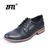 ZFTL Men's Oxford shoes man dress shoes male large size business casual shoes lace up men vintage black Non-slip formal shoes