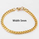 New Stainless Steel Gold Color Cuban Bracelet Men And Women Fashion Hip Hop Punk Jewelry Brithday Gift
