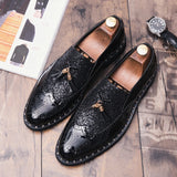 England style mens fashion party nightclub dress patent leather tassels shoes slip-on oxfords rivets shoe black loafers sneakers