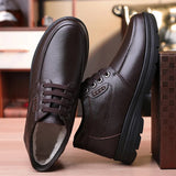 Winter Warm Men Shoes Ankle Boots Comfortable Round Toe Casual Shoes Non-slip Genuine Leather High Top Gentlemen Footwear Plush