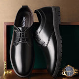 British Men Dress Shoes Spring Autumn Male Leather Flats Business Casual Mans Footwear Round Toe Lace Up Derby Shoes With Fur