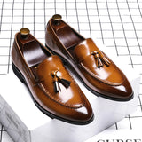 Fashion Men Brown Boat Shoes Pointed Toe Tassel British Stylish Black Office Career Leisure Party Dress Zapatos