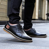 Men Dress Shoes Genuine Leather Man Oxford Shoes Lace Up Men Casual Moccasins Comfortable Fashion Office Footwear Loafers Male