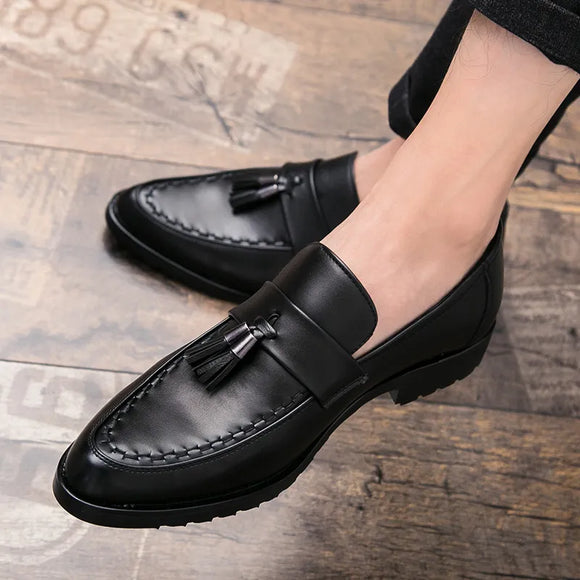 Men Tassel Loafers Leather Formal Shoes slip on Elegant Dress Shoe Simple Slip On Man Casual wedding party Shoes men Footwear