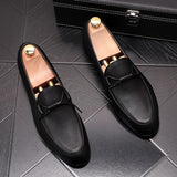 Korean style men casual business wedding formal dresses cow leather shoes breathable slip-on driving shoe gentleman black loafer