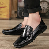 Men Casual Shoes Luxury Brand 2020 Leather Mens Loafers Moccasins Breathable Slip on Black Driving Shoes Plus Size 37-46
