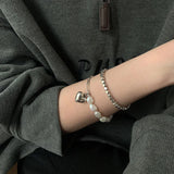 New Pearl Heart Pendant Bracelet Women's Fashion Simple and Elegant Temperament Creative Design Personalized Bracelet