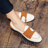 Canvas Leather Shoes Men Casual Luxury Brand Handmade Penny Loafers Men Slip On Flats Driving Dress Shoes White Green Moccasins
