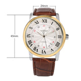 Men&#39;s Automatic Mechanical Watch Roman Scale Dial Calendar Display Business Wristwatches Perfect Gift