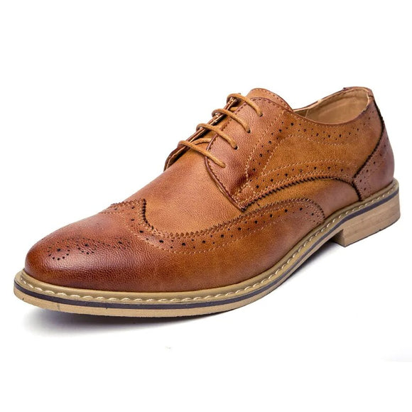 New 2021 Luxury Leather Brogue Mens Flats Shoes Casual British Style Men Oxfords Fashion Brand Dress Shoes For Men 6 Color