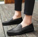 Summer Men Shoes Casual Luxury Brand 2019 Genuine Leather Mens Loafers Moccasins Italian Breathable Slip on Boat Shoes JKPUDUN