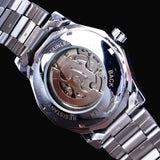 Winner Brand Automatic Skeleton Man Clock Top Fashion Silver Business Full Stainless Steel Relojes Hombre Mechanical Watch