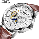 GUANQIN Tourbillon mechanical men&#39;s watches top brand waterproof clock men business automatic analog watch relogios masculino