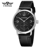 T-winner Top Brand 2019 New Arrival Best Watches For Men Online Mechanical Hand Wind Trendy Dial Leather Strap Casual Wristwatch