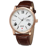 Fashion Top Winner Brand Automatic Watches  Luxury Leather Watchband 24-hour Mechanical Clock Luminous Hands Calendar Date Clock