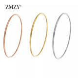 ZMZY Stainless Steel Classic Round Single Circle Bangle Simple Closed Thin Wire Charm Bracelets for Women Jewelry Gift