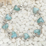 Eulonvan Larimar christmas charms bracelet 925 sterling silver bangles Elegant Style Gift for Woman Jewelry & Accessories S-3798