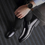2023 Spring Men's Quality PU Leather Shoes Black Man Dress Shoes 38-48 Man Office Leather Shoes