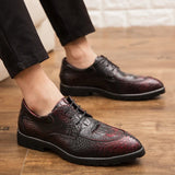 plus size men's leisure breathable business wedding formal dress crocodile patter gentleman platform pointed toe shoe zapatos