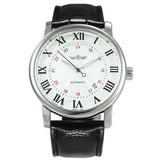 WINNER Automatic Watches Men Brand Luxury Simple Mechanical White Dial Leather Strap Calendar Clock Minimalist Wristwatches