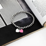 New Fashion Women Party Jewelry Lover Heart Pendant  Stainless Steel Elastic Rope Bracelet Bead Chain Woman Bangles