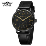 T-winner Top Brand 2019 New Arrival Best Watches For Men Online Mechanical Hand Wind Trendy Dial Leather Strap Casual Wristwatch
